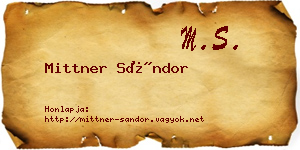 Mittner Sándor névjegykártya